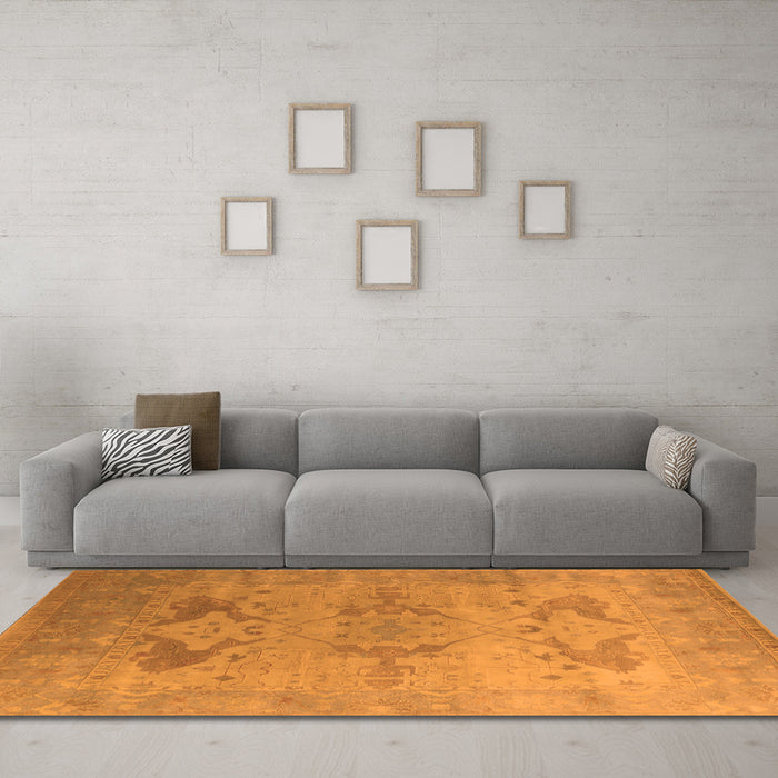 Machine Washable Oriental Orange Industrial Area Rugs in a Living Room, wshurb1607org