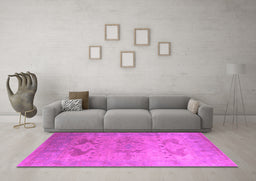 Machine Washable Oriental Pink Industrial Rug in a Living Room, wshurb1607pnk
