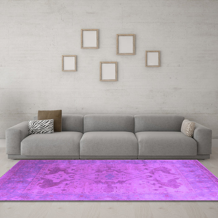 Machine Washable Oriental Purple Industrial Area Rugs in a Living Room, wshurb1607pur