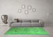 Machine Washable Oriental Emerald Green Industrial Area Rugs in a Living Room,, wshurb1607emgrn