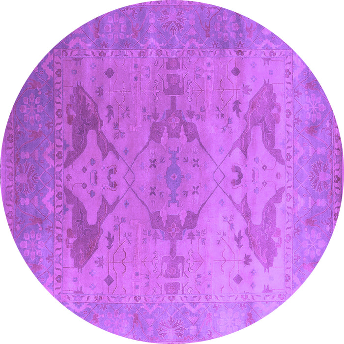 Round Machine Washable Oriental Purple Industrial Area Rugs, wshurb1607pur