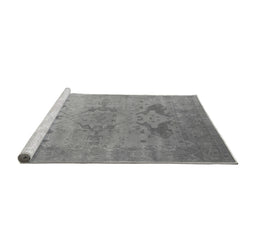 Sideview of Machine Washable Oriental Gray Industrial Rug, wshurb1607gry