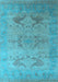 Machine Washable Oriental Light Blue Industrial Rug, wshurb1607lblu