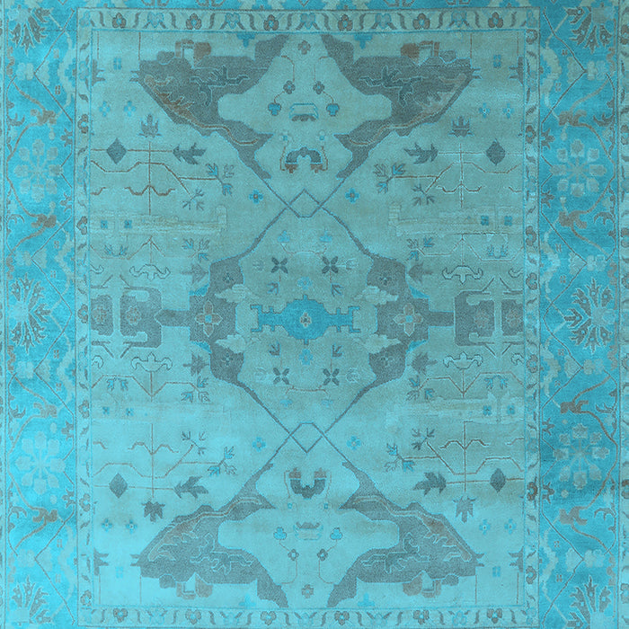 Machine Washable Oriental Light Blue Industrial Rug, wshurb1607lblu