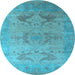 Round Oriental Light Blue Industrial Rug, urb1607lblu