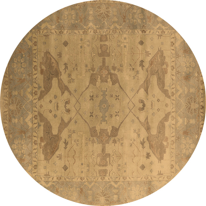 Round Oriental Brown Industrial Rug, urb1607brn