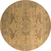 Round Oriental Brown Industrial Rug, urb1607brn