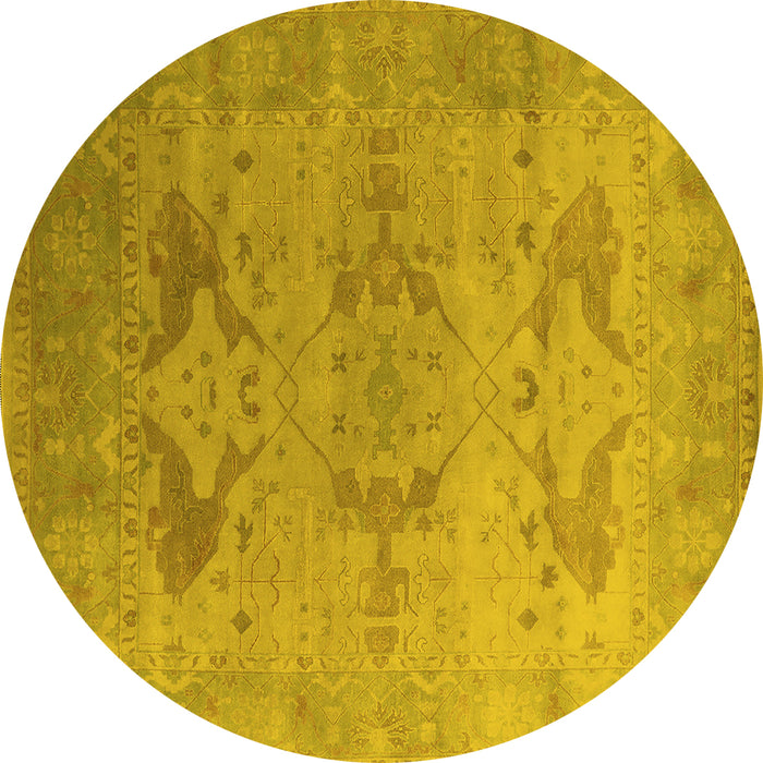 Round Oriental Yellow Industrial Rug, urb1607yw