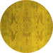 Round Oriental Yellow Industrial Rug, urb1607yw