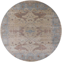 Round Mid-Century Modern Rose Purple Oriental Rug, urb1607