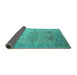 Sideview of Oriental Turquoise Industrial Rug, urb1607turq