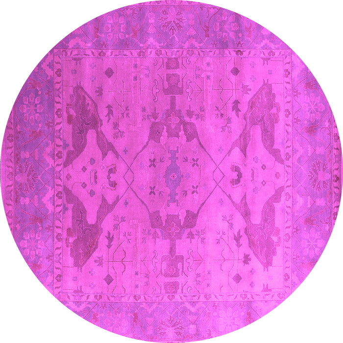 Round Machine Washable Oriental Pink Industrial Rug, wshurb1607pnk