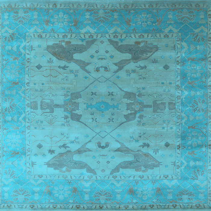 Square Machine Washable Oriental Light Blue Industrial Rug, wshurb1607lblu