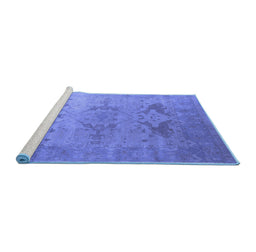 Sideview of Machine Washable Oriental Blue Industrial Rug, wshurb1607blu