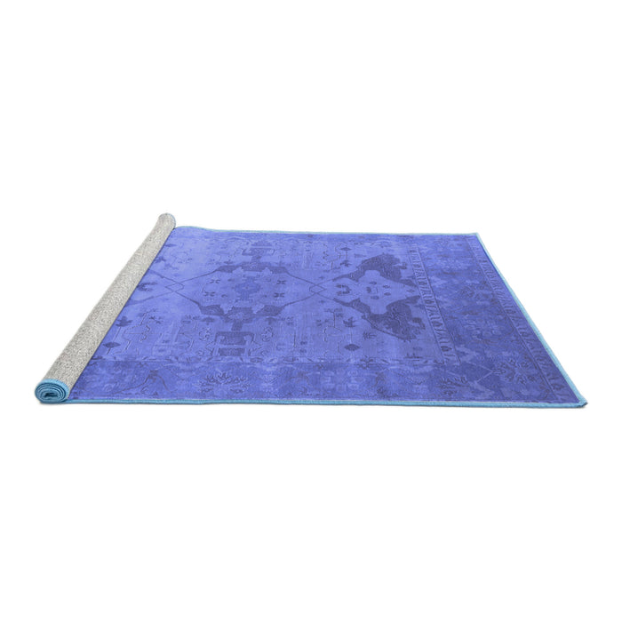 Sideview of Machine Washable Oriental Blue Industrial Rug, wshurb1607blu