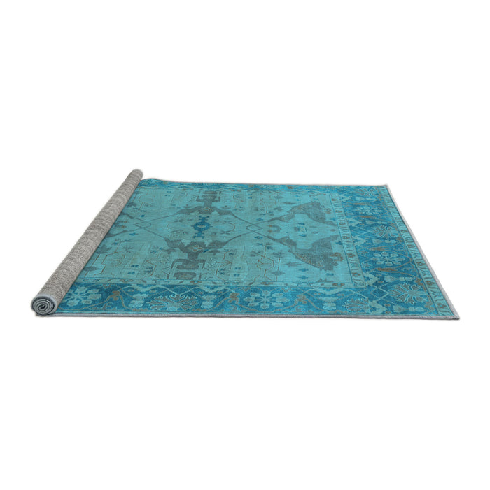 Sideview of Machine Washable Oriental Light Blue Industrial Rug, wshurb1608lblu