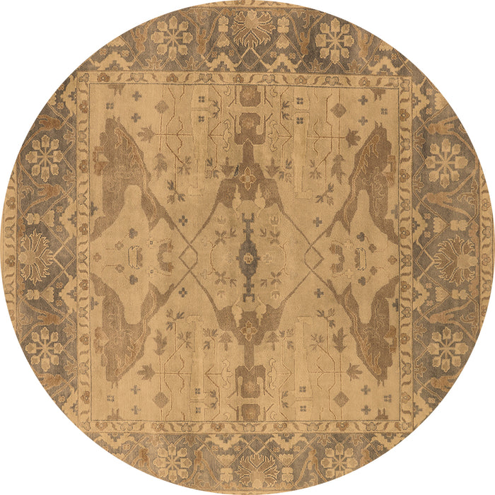 Round Oriental Brown Industrial Rug, urb1608brn