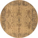 Round Oriental Brown Industrial Rug, urb1608brn