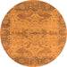 Round Machine Washable Oriental Orange Industrial Area Rugs, wshurb1608org