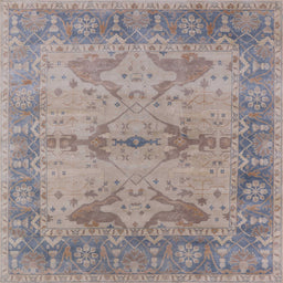 Square Mid-Century Modern Rose Purple Oriental Rug, urb1608