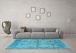 Machine Washable Oriental Light Blue Industrial Rug in a Living Room, wshurb1608lblu