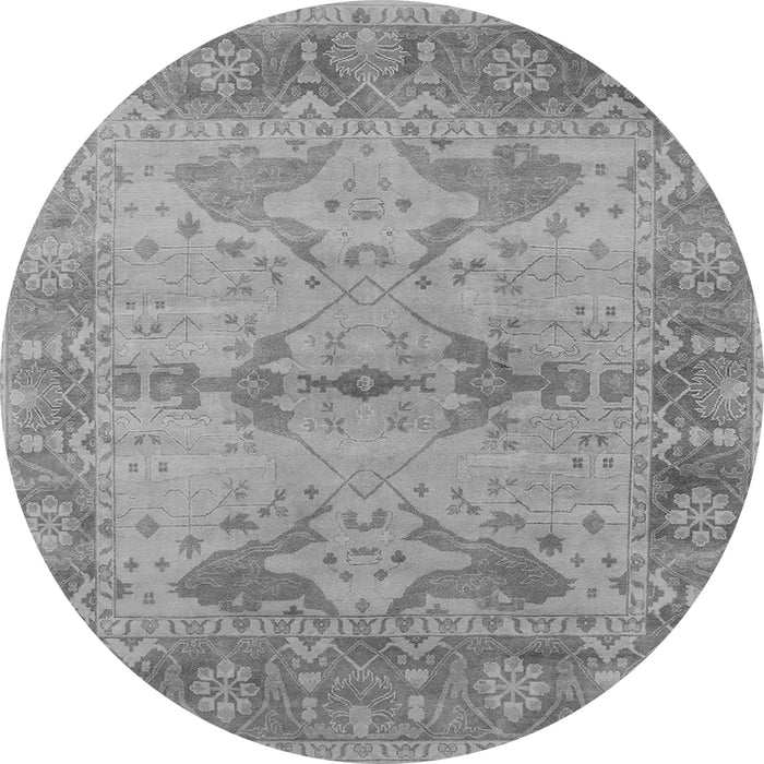 Round Machine Washable Oriental Gray Industrial Rug, wshurb1608gry