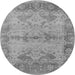 Round Machine Washable Oriental Gray Industrial Rug, wshurb1608gry