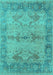 Machine Washable Oriental Turquoise Industrial Area Rugs, wshurb1608turq