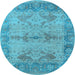 Round Oriental Light Blue Industrial Rug, urb1608lblu