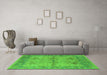 Machine Washable Oriental Green Industrial Area Rugs in a Living Room,, wshurb1608grn