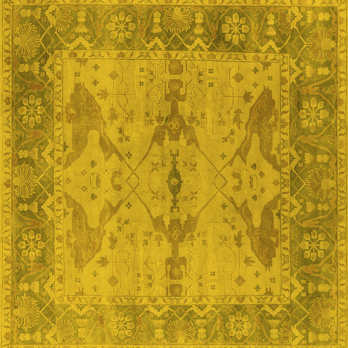 Square Machine Washable Oriental Yellow Industrial Rug, wshurb1608yw