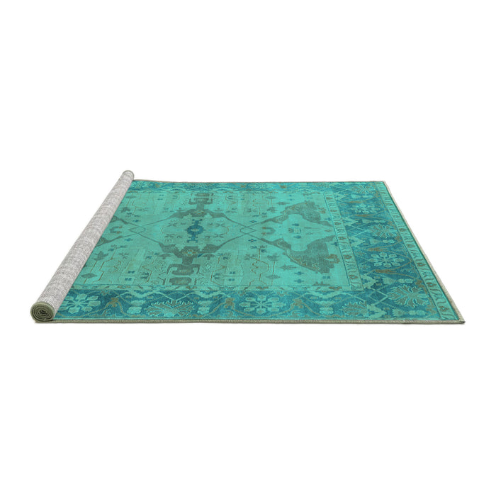 Sideview of Machine Washable Oriental Turquoise Industrial Area Rugs, wshurb1608turq