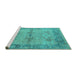 Sideview of Machine Washable Oriental Turquoise Industrial Area Rugs, wshurb1608turq