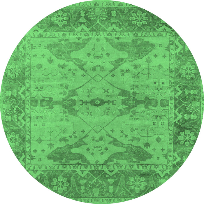 Round Oriental Emerald Green Industrial Rug, urb1608emgrn
