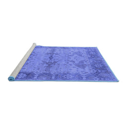Sideview of Machine Washable Oriental Blue Industrial Rug, wshurb1608blu