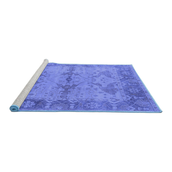 Sideview of Machine Washable Oriental Blue Industrial Rug, wshurb1608blu