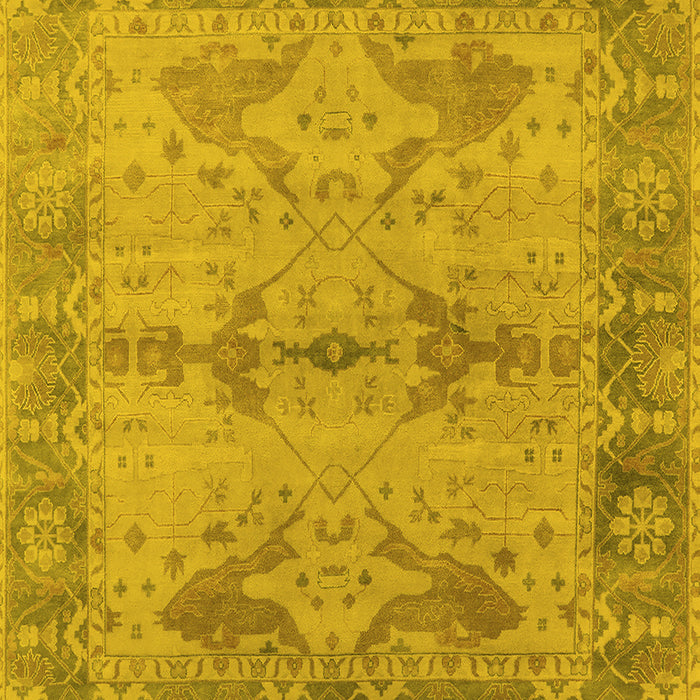 Machine Washable Oriental Yellow Industrial Rug, wshurb1608yw