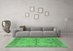 Machine Washable Oriental Emerald Green Industrial Area Rugs in a Living Room,, wshurb1608emgrn