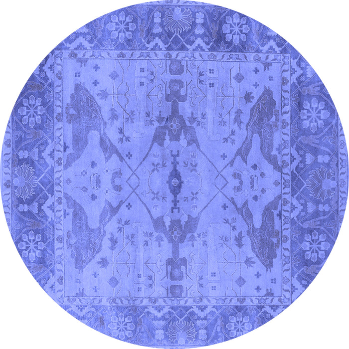 Round Oriental Blue Industrial Rug, urb1608blu
