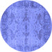 Round Oriental Blue Industrial Rug, urb1608blu