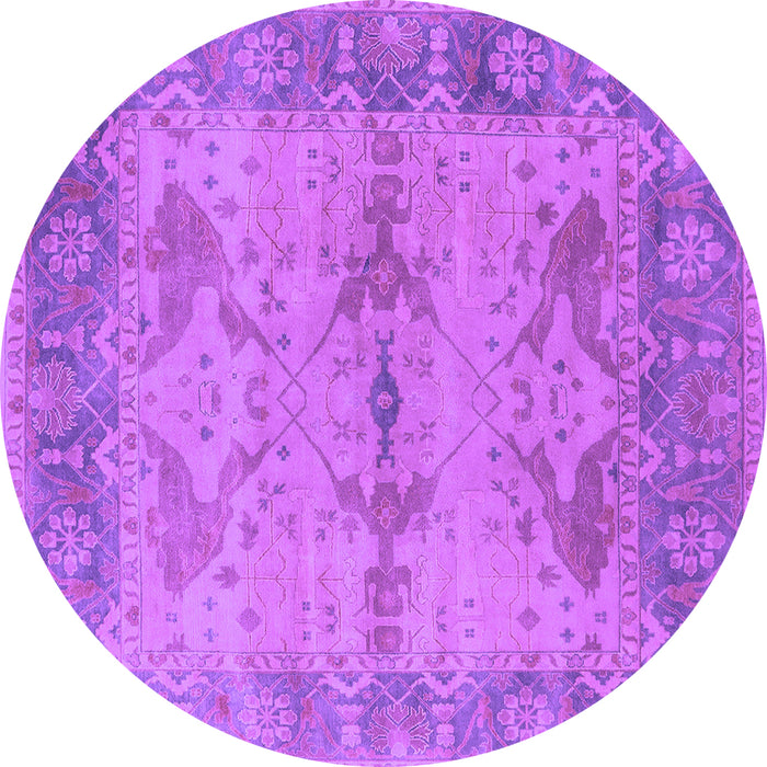 Round Machine Washable Oriental Purple Industrial Area Rugs, wshurb1608pur