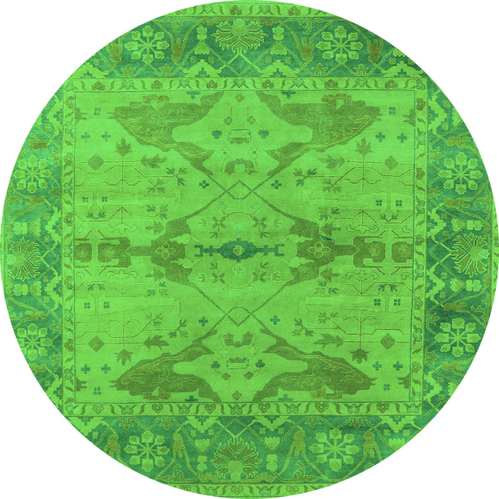 Round Oriental Green Industrial Rug, urb1608grn