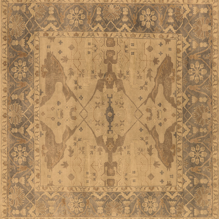 Square Machine Washable Oriental Brown Industrial Rug, wshurb1608brn