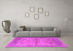 Machine Washable Oriental Pink Industrial Rug in a Living Room, wshurb1608pnk