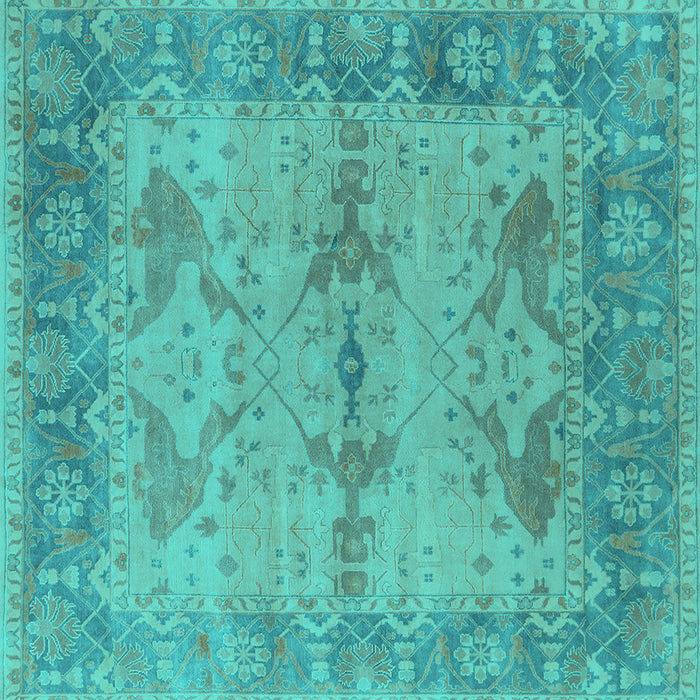 Square Oriental Turquoise Industrial Rug, urb1608turq