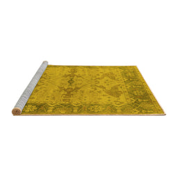 Sideview of Machine Washable Oriental Yellow Industrial Rug, wshurb1608yw
