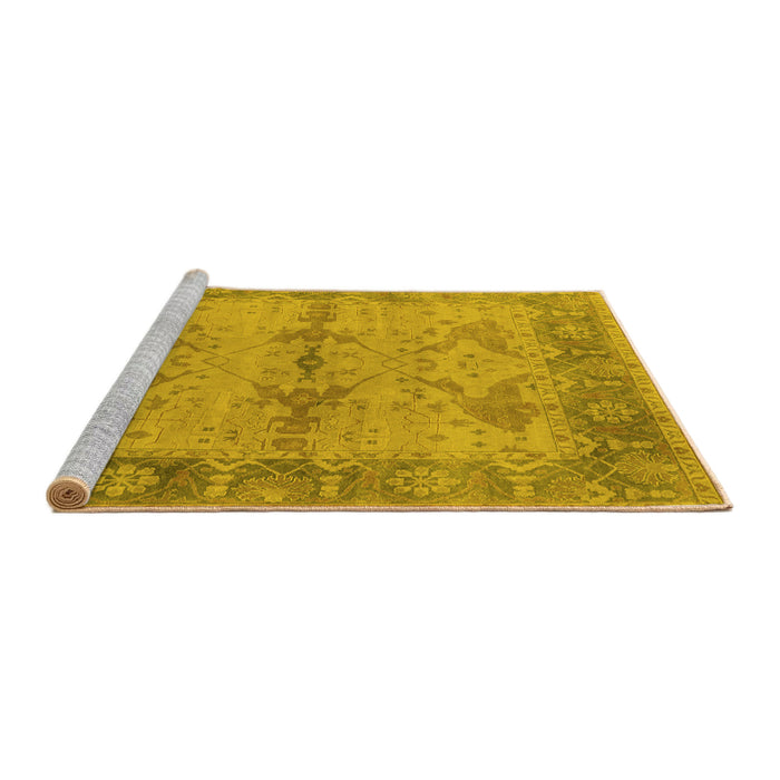 Sideview of Machine Washable Oriental Yellow Industrial Rug, wshurb1608yw
