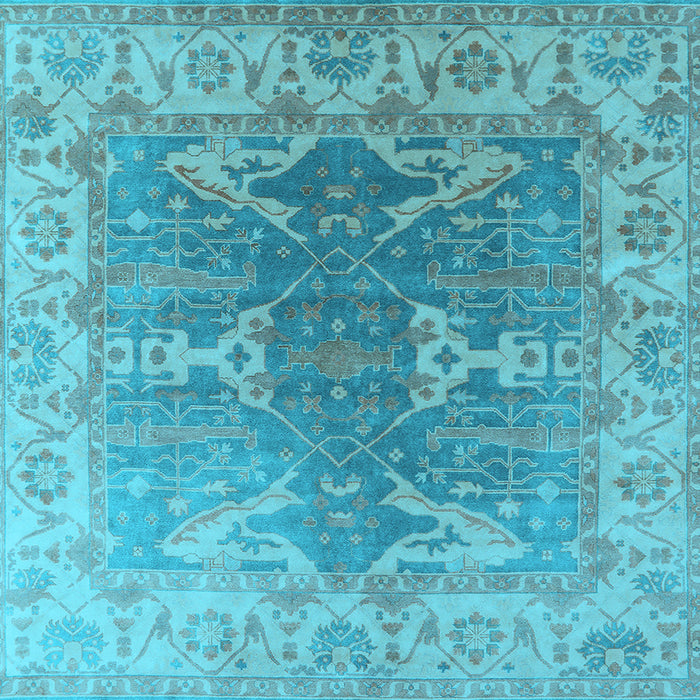 Square Machine Washable Oriental Light Blue Industrial Rug, wshurb1609lblu