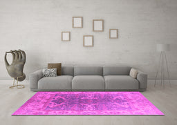 Machine Washable Oriental Pink Industrial Rug in a Living Room, wshurb1609pnk
