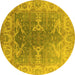 Round Oriental Yellow Industrial Rug, urb1609yw